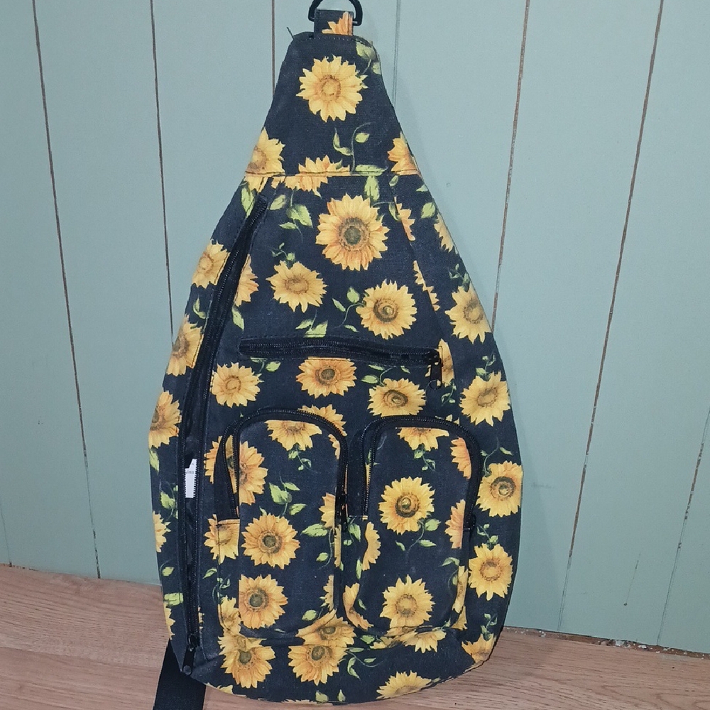 Sunflower Print Sling Backpack